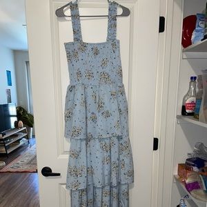 Sugar + Lips light blue floral floor length dress